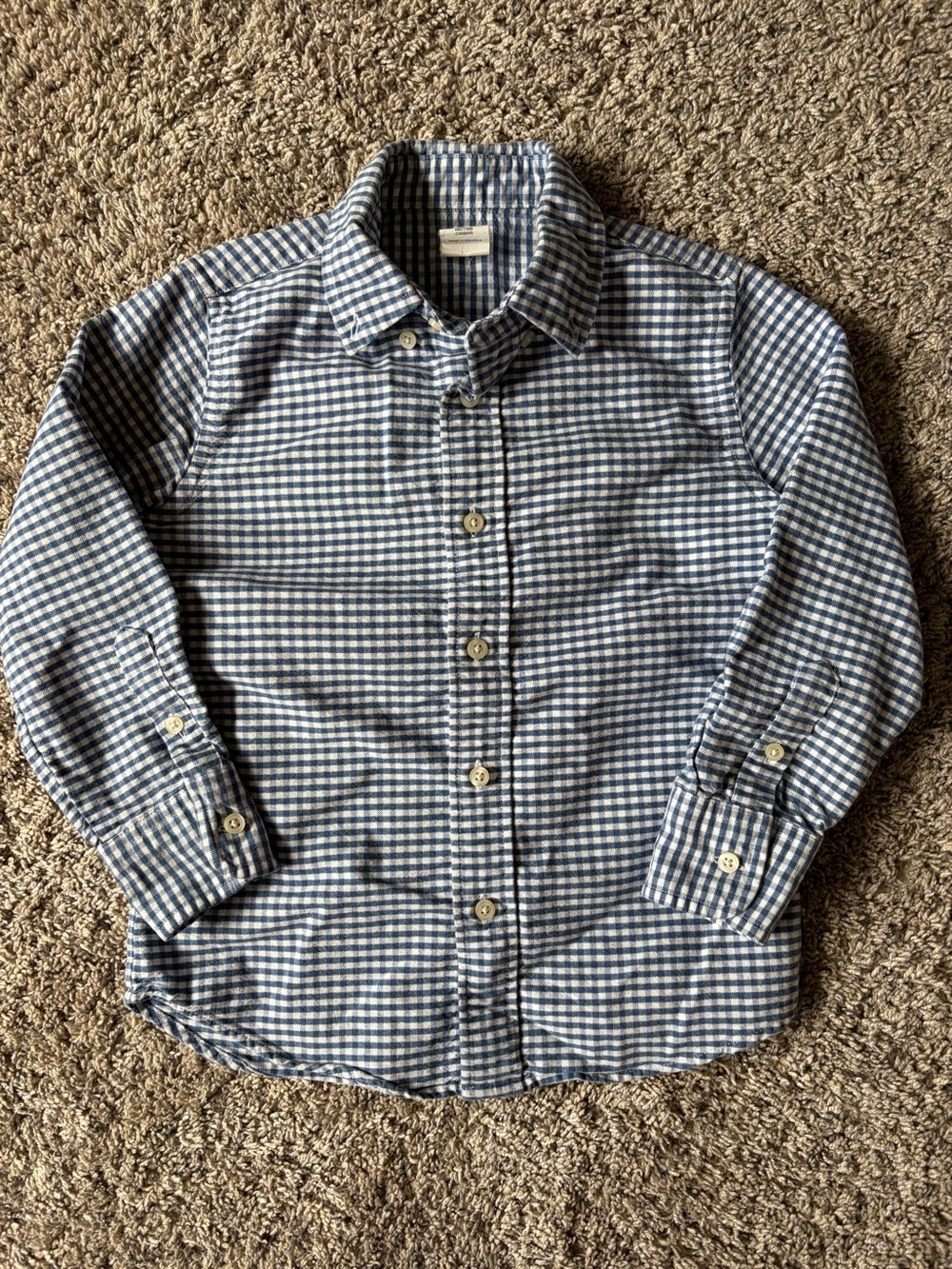 Boys Crewcuts Blue and White Gingham Button-Down Shirt
